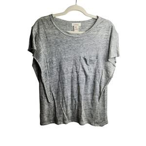 Sundance Rowan Flutter Side Blouse Linen Sz S pocket heathered gray beach boho